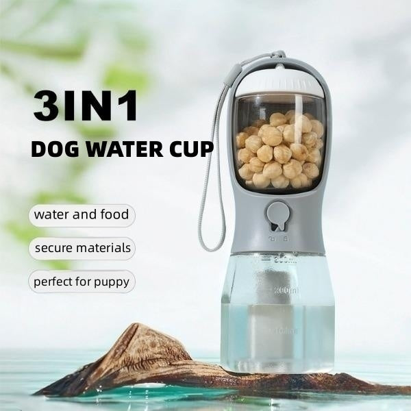 Elivine 3-in-1 Dog Water Bottle – Feeder, Bowl & Waste Bag Dispenser